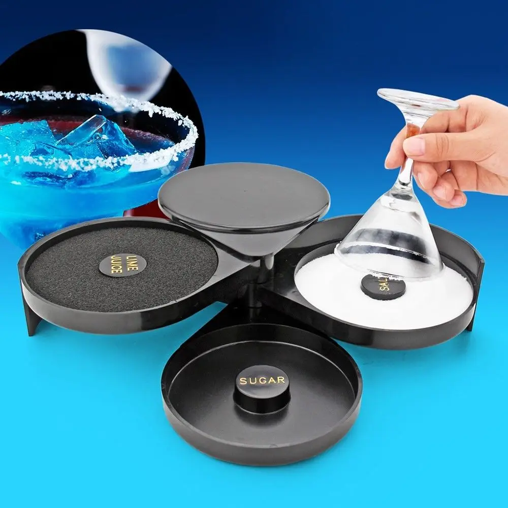 2018 New Glass Rimmers 3 Tier Salt Sugar Margarita Cocktail Glass Rimmer Home Bar Accessory Tool