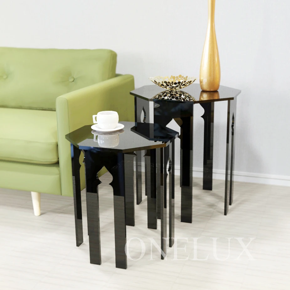(2 Pieces/lot) Lucite Occasional Side Riser Table, Small coffee tea tables, Engraved Acrylic Nesting Sofa Tables (2 Pieces/lot) Lucite Occasional Side Riser Table, Small coffee tea tables, Engraved Acrylic Nesting Sofa Tables