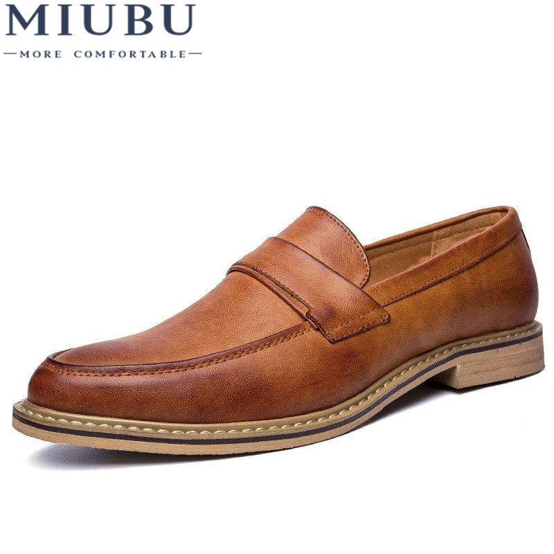 MIUBU/оксфорды для мужчин Кожаные Мужские модельные туфли со шнуровкой спереди