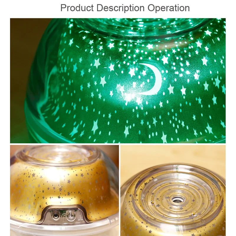 Online USB Kristall nacht lampe projektor 500ml luftbefeuchter Desktop Aroma diffusor ultraschall nebel maker LED nacht licht für home
