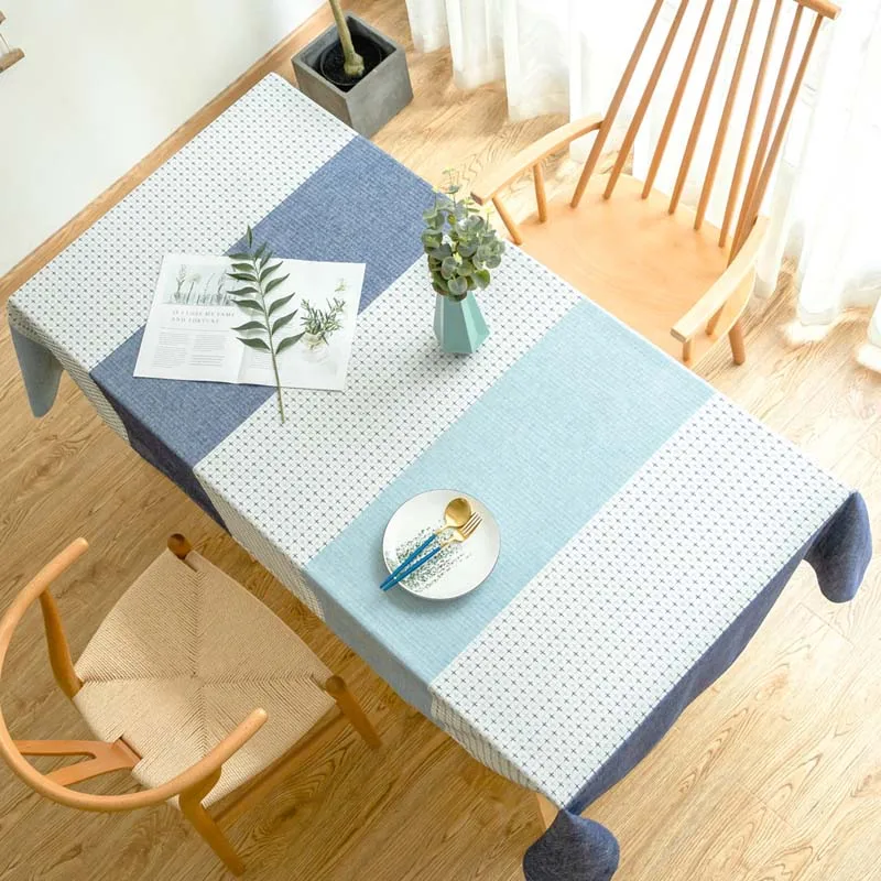 

Stripe Decorative Linen Tablecloth Waterproof Thick Rectangular Wedding Party Dining Table Cover Tea Table Cloth mesa nappe