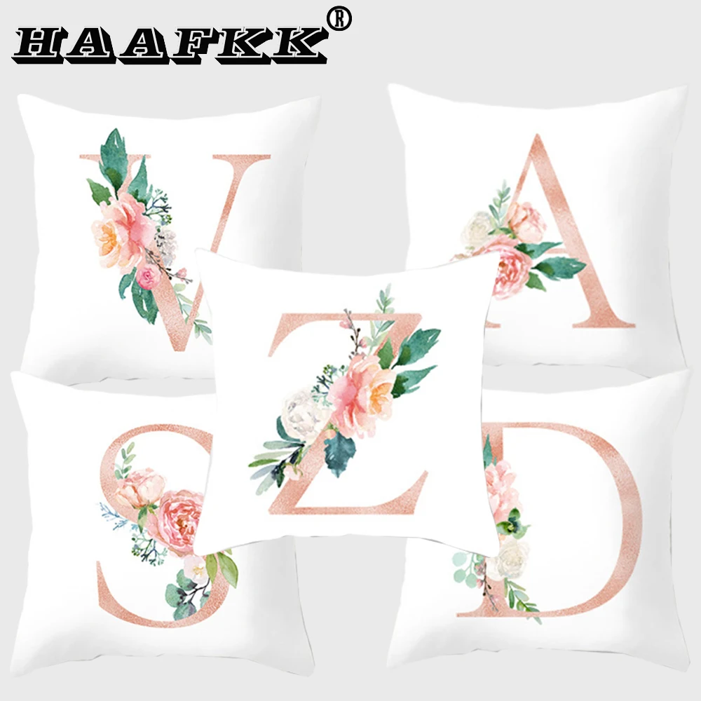 

Letter Vintage Cushion Cover Polyester Fashion Home use Pillow cover Living room Bed Sofa Cushion Coverp Pink White