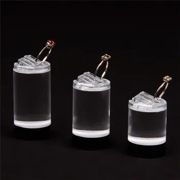 

TONVIC 2sets/lot acrylic ring display clips transparent stand holder show cases 3pcs in 1 set round high quality wholesale