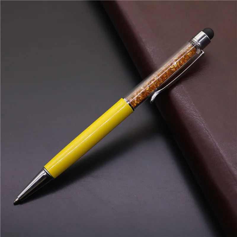 Металлическая кристальная шариковая ручка стилусы для сенсорных экранов офисная Алмазная шариковая ручка школьные письменные принадлежности канцелярские принадлежности - Цвет: Цвет: желтый