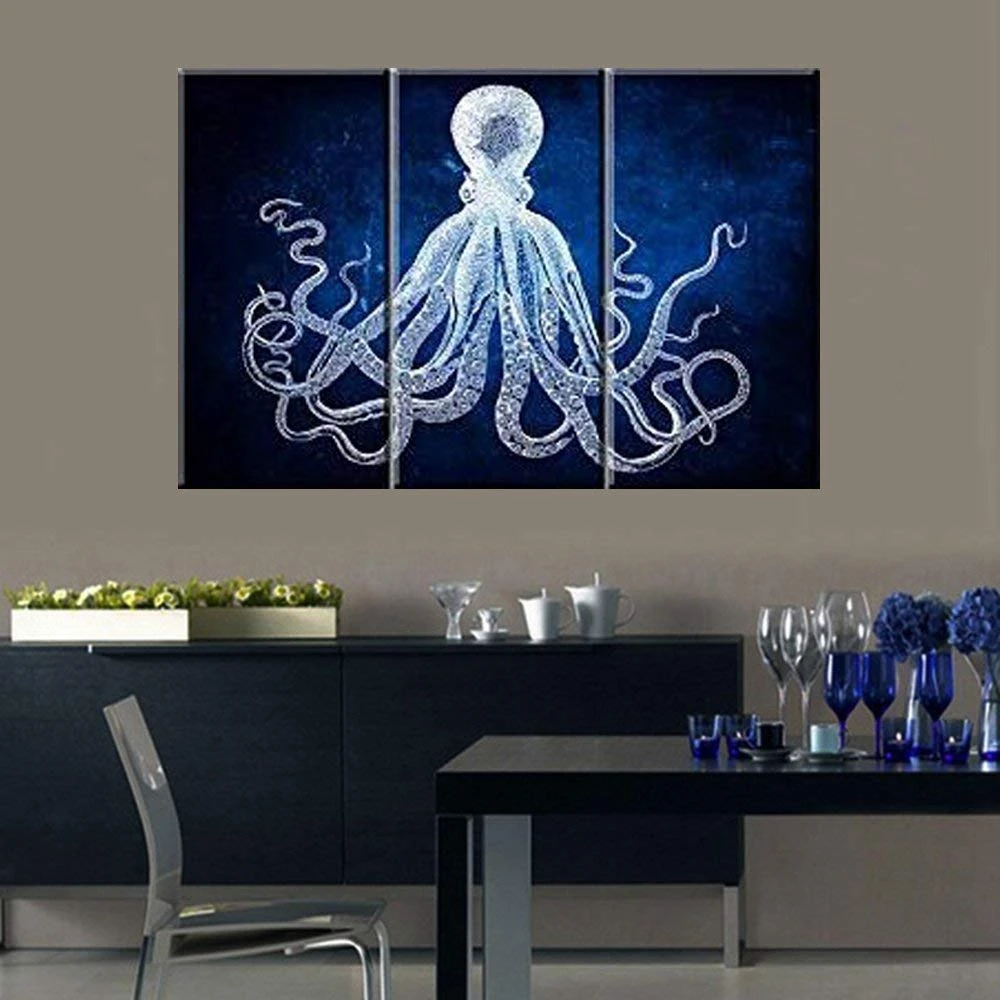 Billig Reine Farbe Octopus Leinwand Wand Kunst Druck Tiere Malerei für Büro Zimmer Wand Kunst Retro Tintenfisch Tintenfisch Marine Leben Zu Hause decor