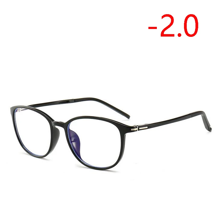 1,56 асферические линзы овальные очки для близорукости с градусом Ретро ультра-светильник TR90 студенческие очки для близорукости 0~-4,0 - Цвет оправы: Myopia 200
