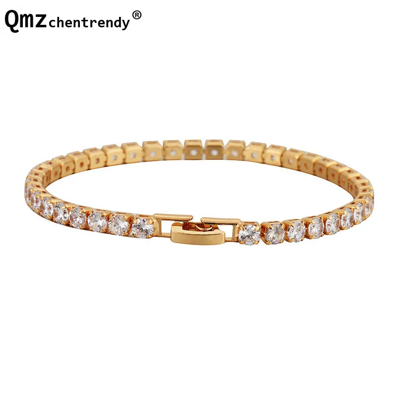 Женский браслет цепочка из меди и фианита 18 см 5 мм|chain bracelet|bracelets & banglesbracelet bracelet |
