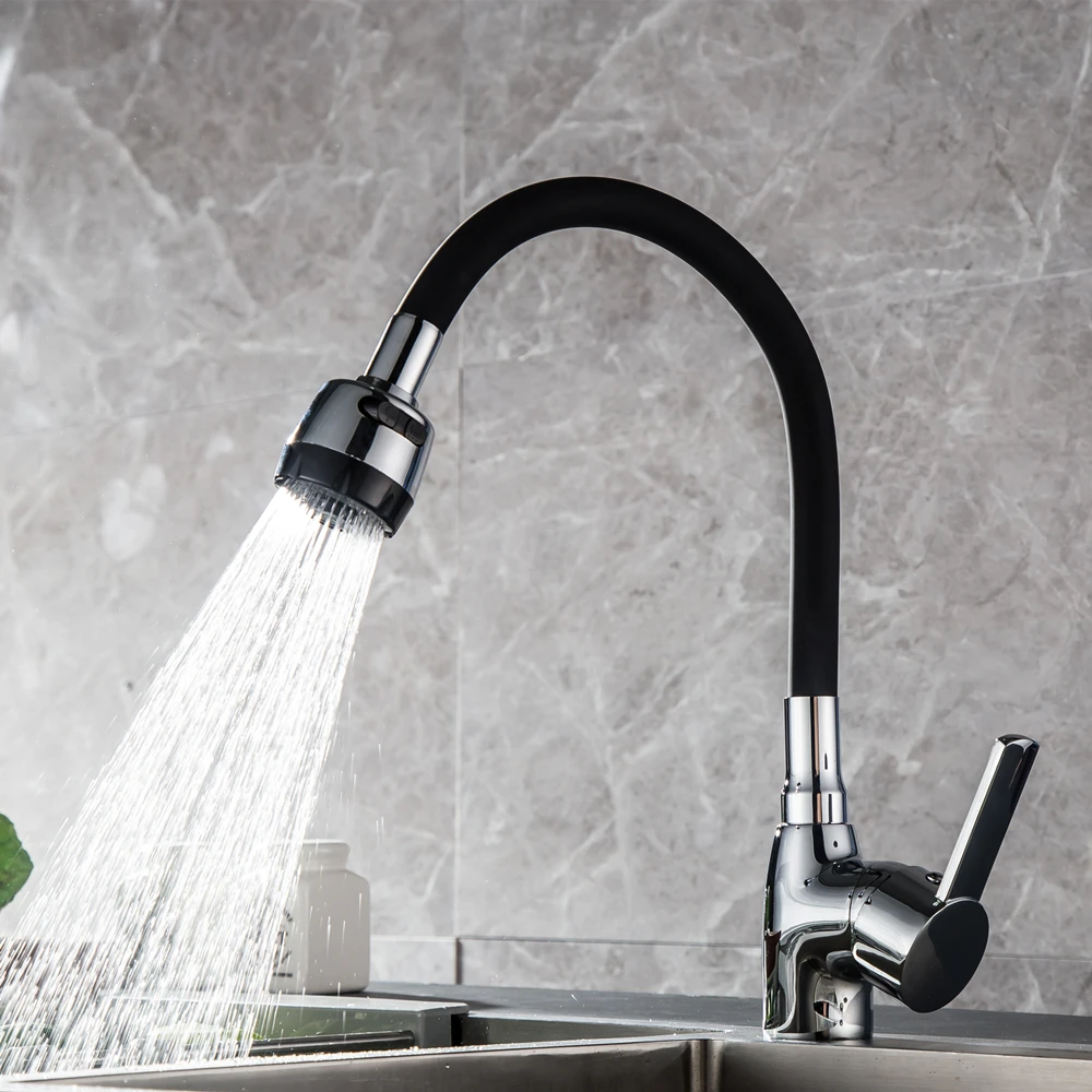 Business Style Silica Gel Nose Any Direction Rotating Kitchen Faucet Cold and Hot Water Mixer Torneira Cozinha Single Handle Tap3