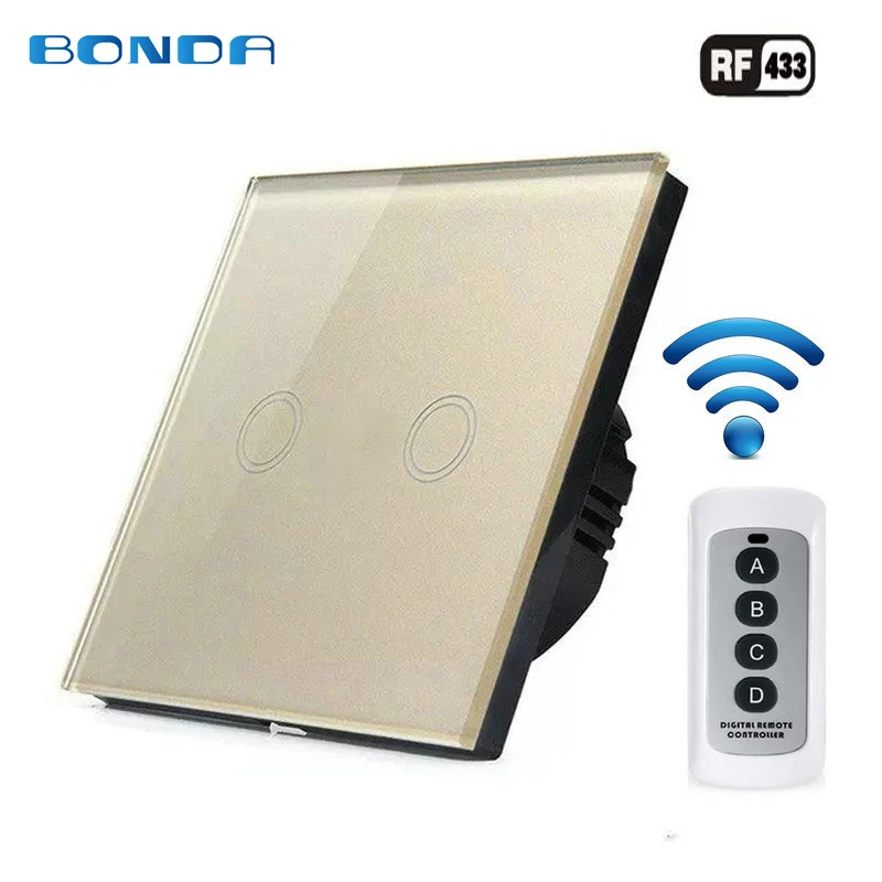 

Standard Eu Wireless Remote Control Touch Switch For Rf433 Intelligent Wall Switch 1 / 2 / 3 / Band Glass Touch Switch