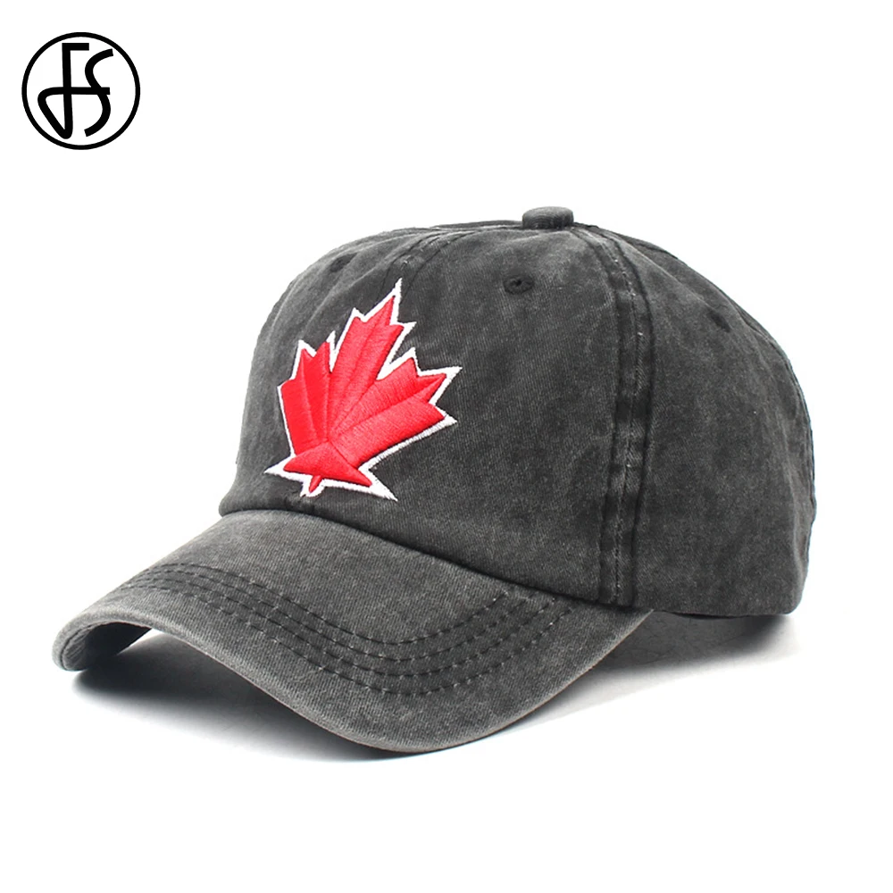 

FS Cotton Summer Baseball Cap For Men Women Canada Maple Leaf Embroidery Custom Snapback Hat Black Dad Hombre Gorras Casquette