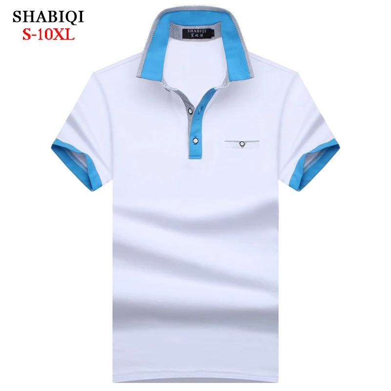 Ceny SHABIQI nowy 2019 marka koszula męska mężczyźni koszulka Polo mężczyźni modele z krótkim rękawem kieszeń koszulka Polo Plus rozmiar 5XL 6XL 7XL 8XL 9XL 10XL