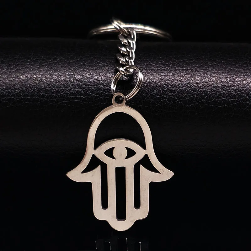 Модный серебряный цвет из нержавеющей стали ХАМСА брелок в виде руки для женщин брелок для ключей от сглаза ювелирные изделия женские подарки llaveros K7614B