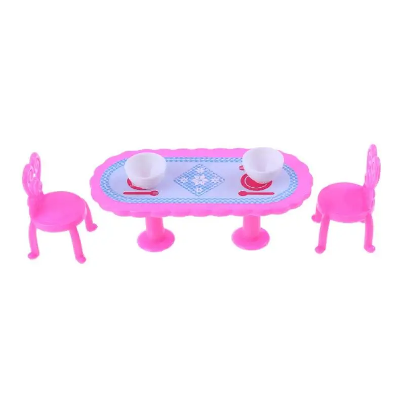 Simulation House Furniture Kitchen Dollhouse Dining Table Cabinet Dolls For Barbie Accessories American Girl Doll Birthday Gift