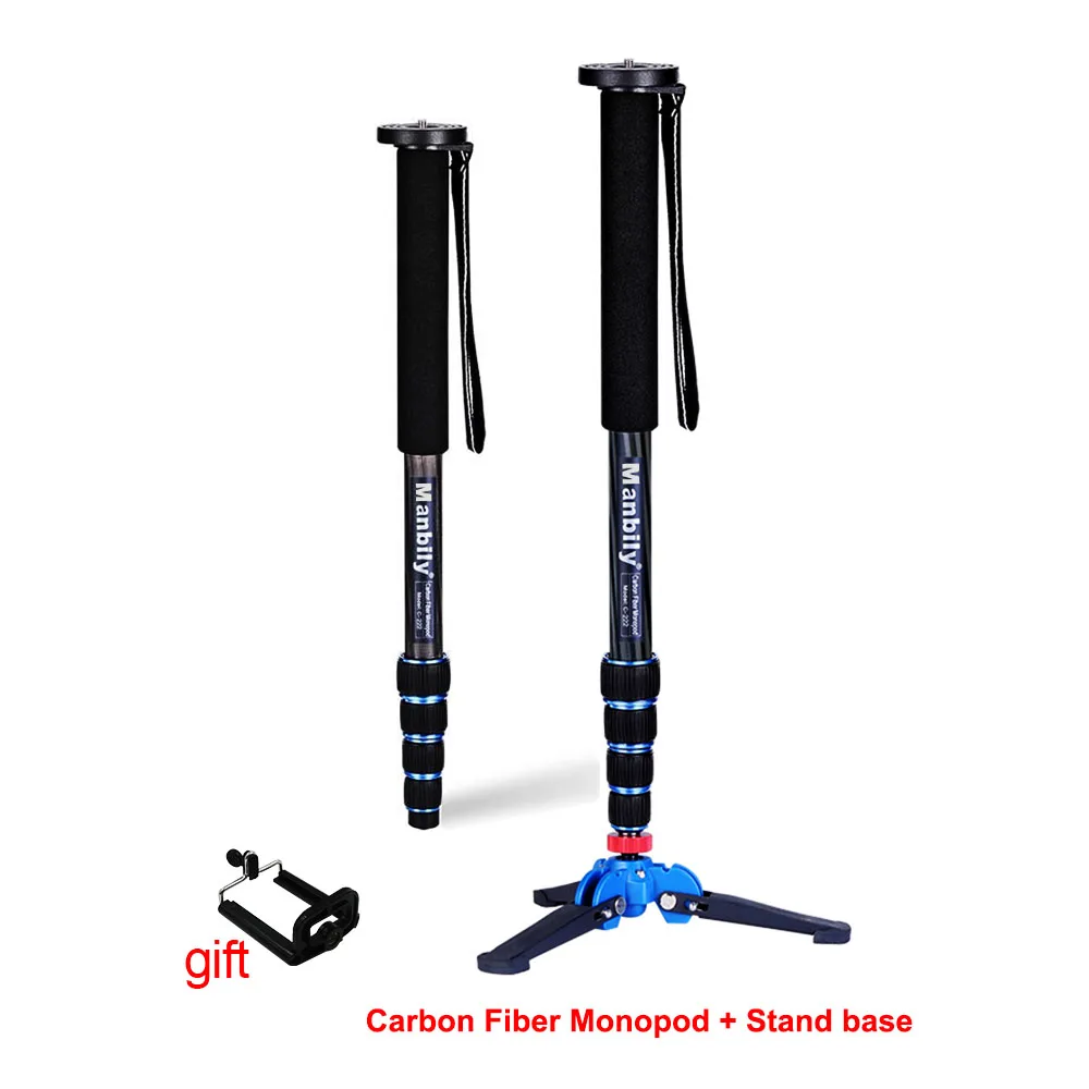 Manbily C 222 Carbon Fiber Camera Unipod Monopod Walk Stick Flip Lock W