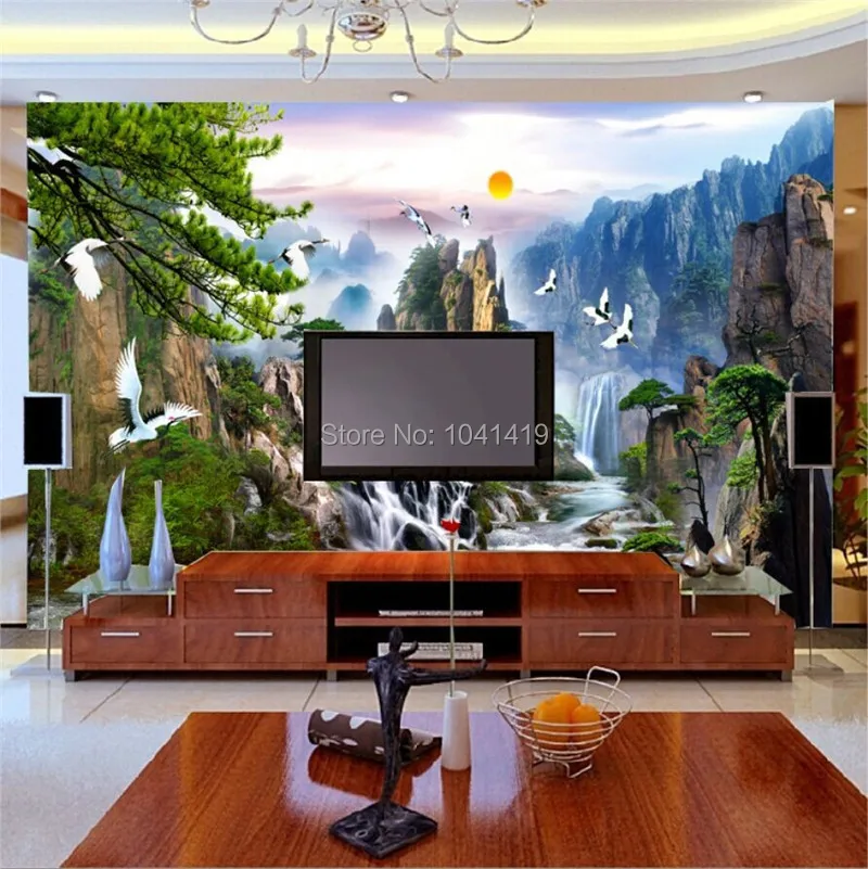 Estilo chinês paisagem pinturas mural de parede,