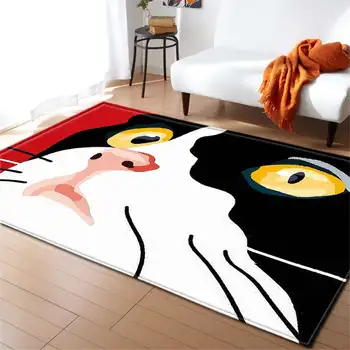 

Nordic Style 3D Cat Pattern Carpet Large Size Living Room Bedroom Tea Table Rug and Carpet Rectangular Antiskid Floor Mat