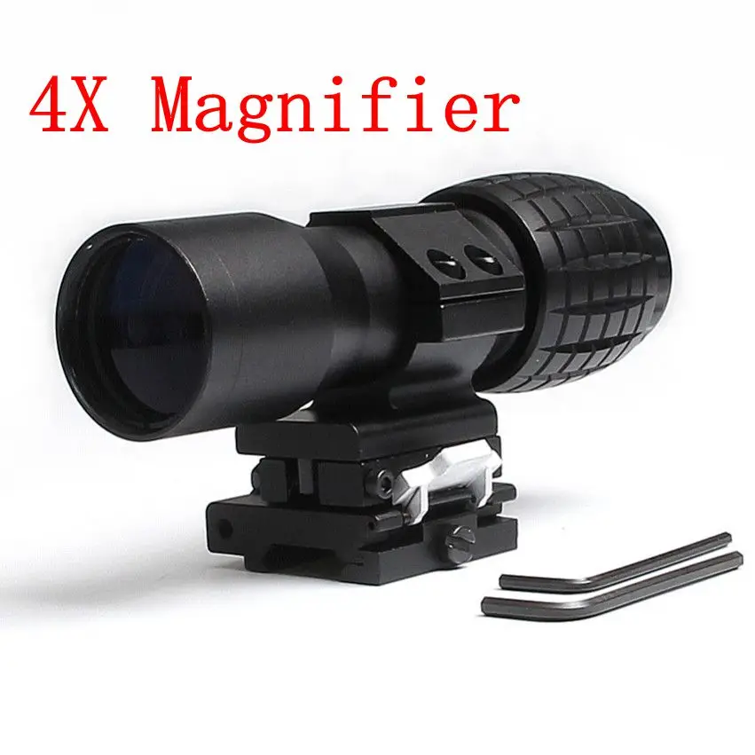 

3PCS Hunting Optics 4X Magnifier Scope Magnifying Sight FTS Flip to Side for Airsoft Riflescope Hunting Shooting Target Practice