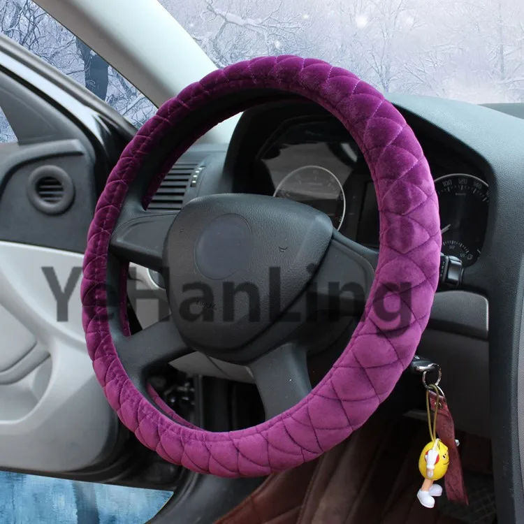 colorful warming plush Crystal velvet steering wheel cover for Mitsubishi Toyota in winter