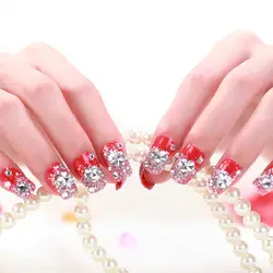 24 шт./компл. закончил поддельные Глиттеры для ногтей Свадебные блеск алмазов украшение 3D Дизайн ногтей Стразы красный лак кристаллы патч