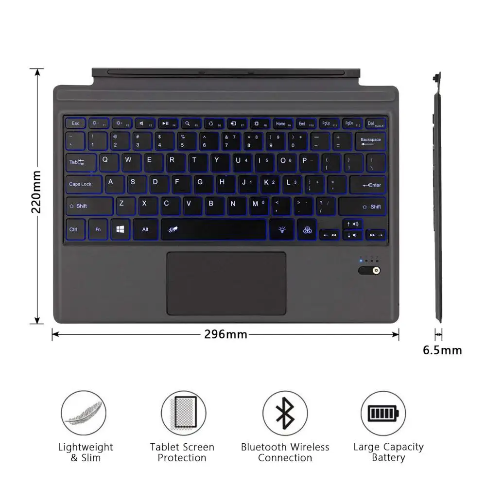 Teclado retroiluminado Bluetooth inalámbrico para Microsoft Surface Pro 6 2018 Pro 5 2017 Pro 4 Pro 3 teclado Bluetooth teclado de tableta - 6