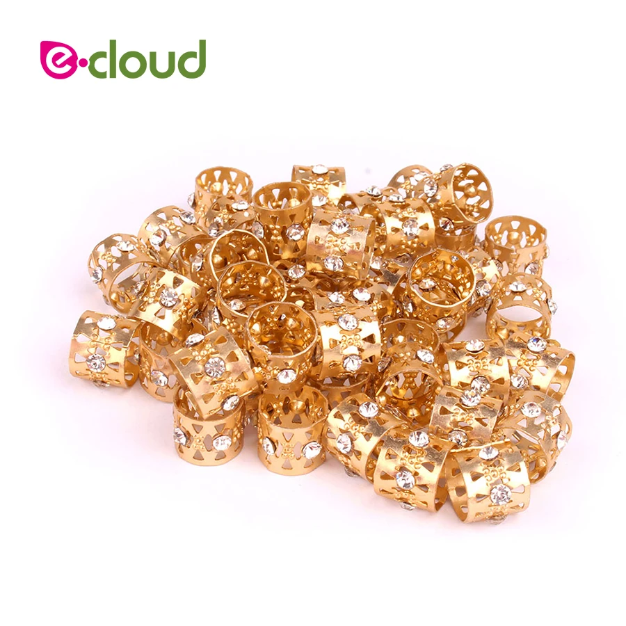 Tranças do Cabelo Ferramenta de Extensão do Cabelo da Forma do Coração de Jóias Lote Ouro Rhinestone Contas Dreadlock Dread Braid Ajustável Punhos Clipe 50 Pçs –