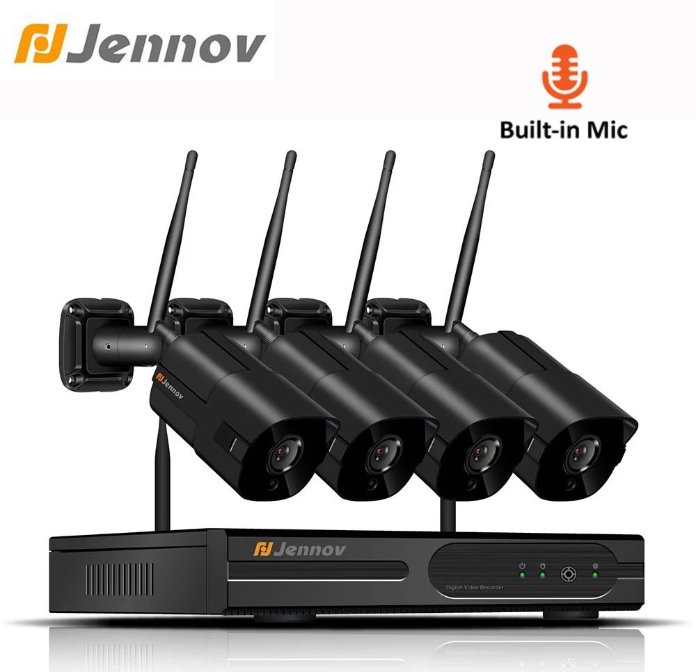 

Jennov 1080P 960P HD 4CH Video Surveillance Kit IP Camera Outdoor WiFi Security Camera System Wireless NVR CCTV HD Audio System