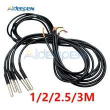 1M/2M/2,5 M/3M DS18B20 termistor NTC temperatura sonda del Sensor Cable, 10K, 1%, 3950 a prueba de agua Digital Sensor de temperatura DS18B20