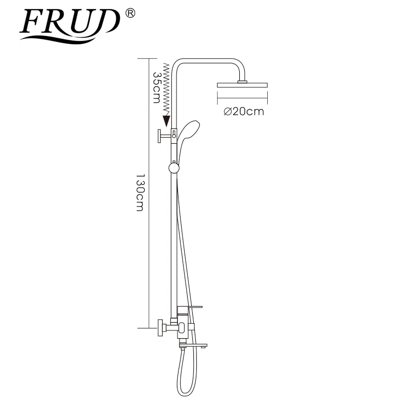 Frud 1 Набор «дождевой» смеситель для душа в ванную смеситель с ручным распылителем настенный набор для ванной Душевой системы с одной ручкой R24131