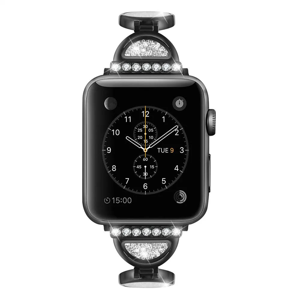 Женский браслет ремешок для Apple Watch Band 1 2 3 4 Quicksand Diamond ремешок для часов из нержавеющей стали для Iwatch Band 38 40 42 44 мм