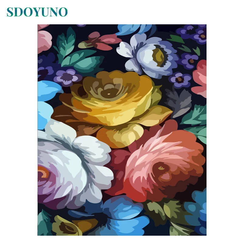 

SDOYUNO 40x50cm Frameless Oil Painting By Numbers Flowers acrylic paint by numbers on canvas DIY Wall Art For Home Decor