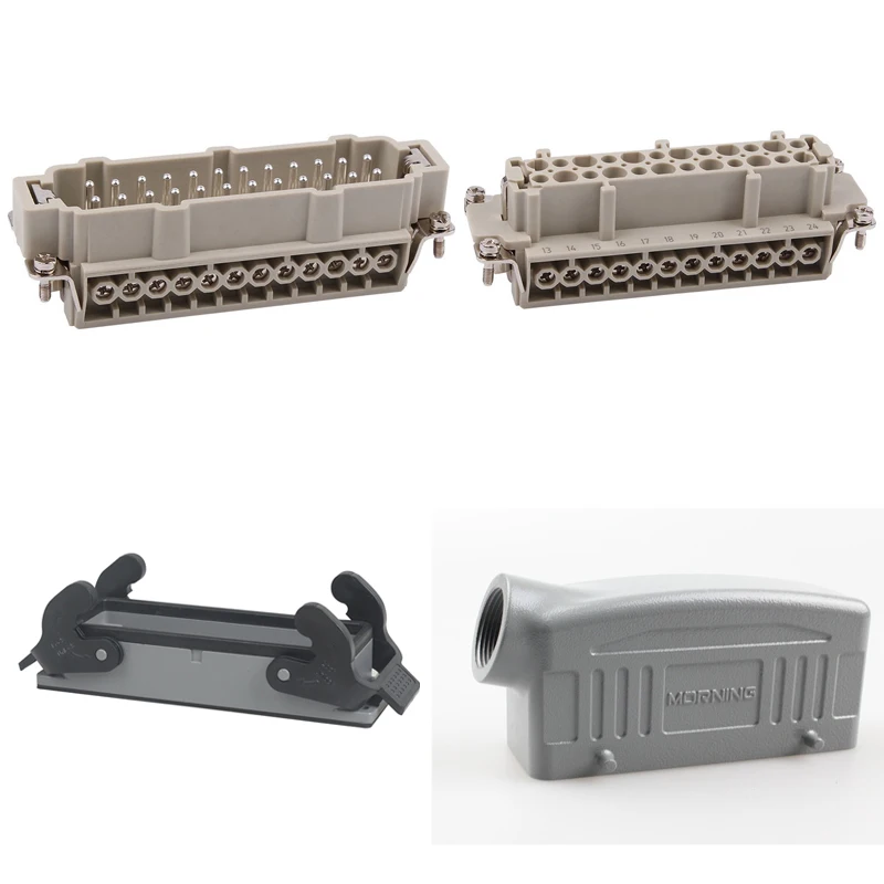 

HE-024 500V Heavy Duty Connector A Whole Set Industrial Screw Terminal Copper Alloy car-styling 24 Pins Current 16A Voltage
