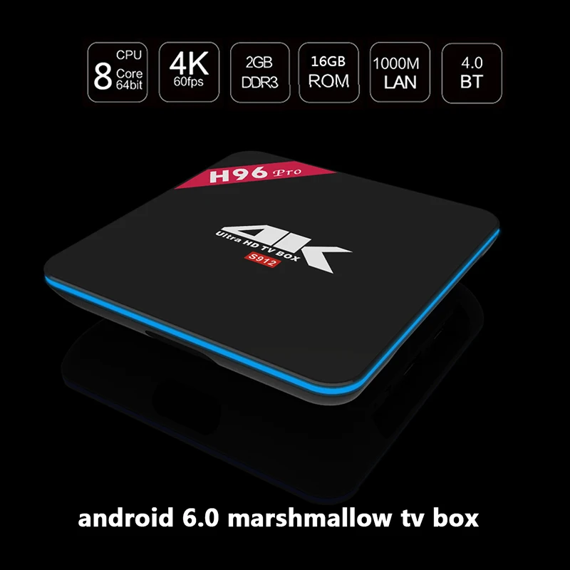 Prix pour 2016 H96 Pro Android TV BOX Android 6.0 Amlogic S912 Octa Core 2 GB/16 GB 2.4 GHZ/5.8 GHZ WIFI HD 4 K DLNA Airplay HD Smart TV BOÎTE Prix pour 2016 H96 Pro Android TV BOX Android 6.0 Amlogic S912 Octa Core 2 GB/16 GB 2.4 GHZ/5.8 GHZ WIFI HD 4 K DLNA Airplay HD Smart TV BOÎTE