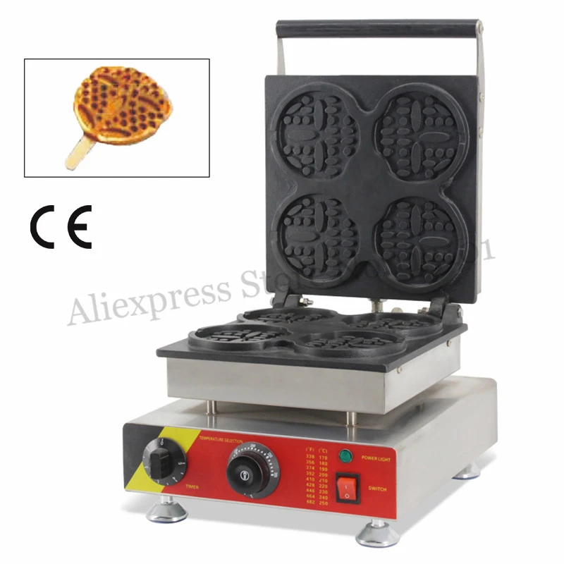 4 Molds 110V/220V Round shape Figured Waffle Machine Commercial Cake