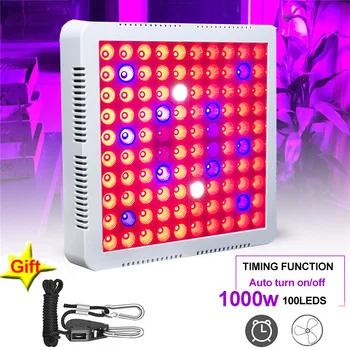 

Grow Tent LED Grow Light 1000W Lamp For Plants 100 Leds Full Spectrum Timer Phyto Lamp For Seedling Fitolampy Adjustable Rope
