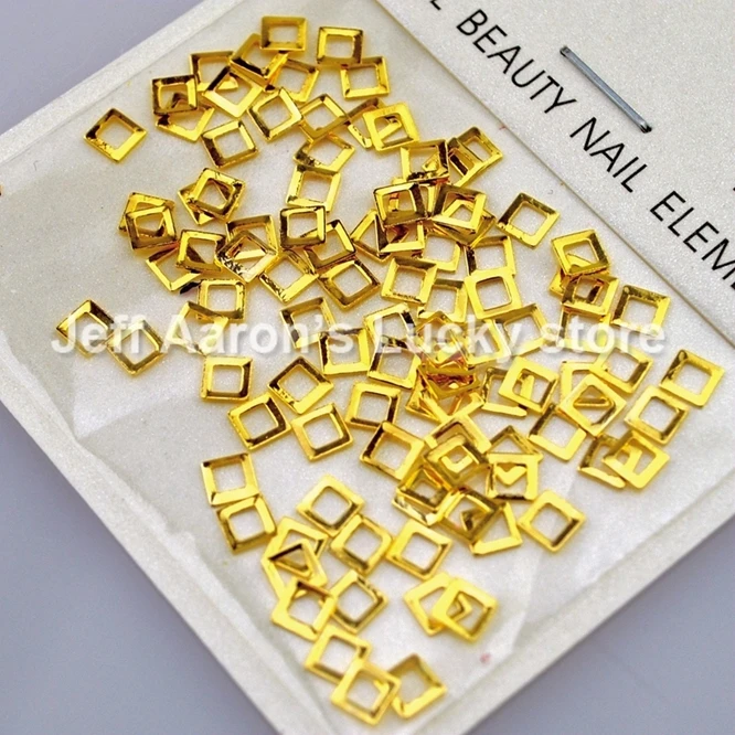 6 упаковок Золото Серебро металлизированные для дизайна ногтей Стразы украшения инструменты сплав квадратный треугольник круг 3 мм