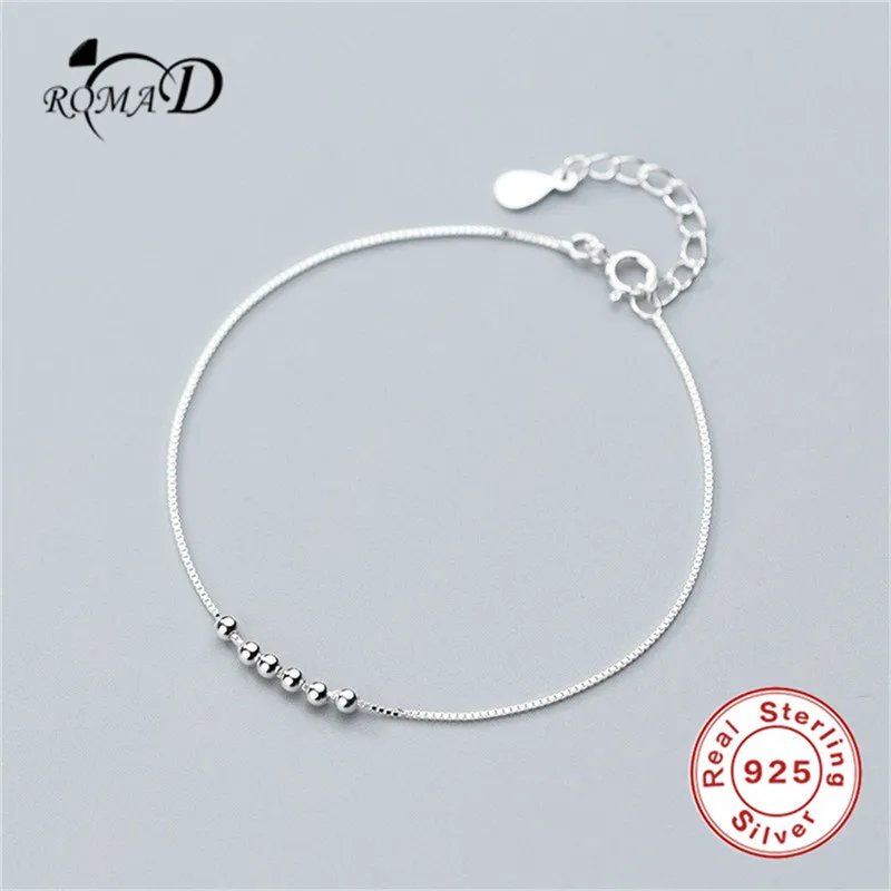 

Romad Real 925 Sterling Silver Geometric Beads Bracelet Fine Jewelry For Charm Women Party Fashion Jewelry Gift