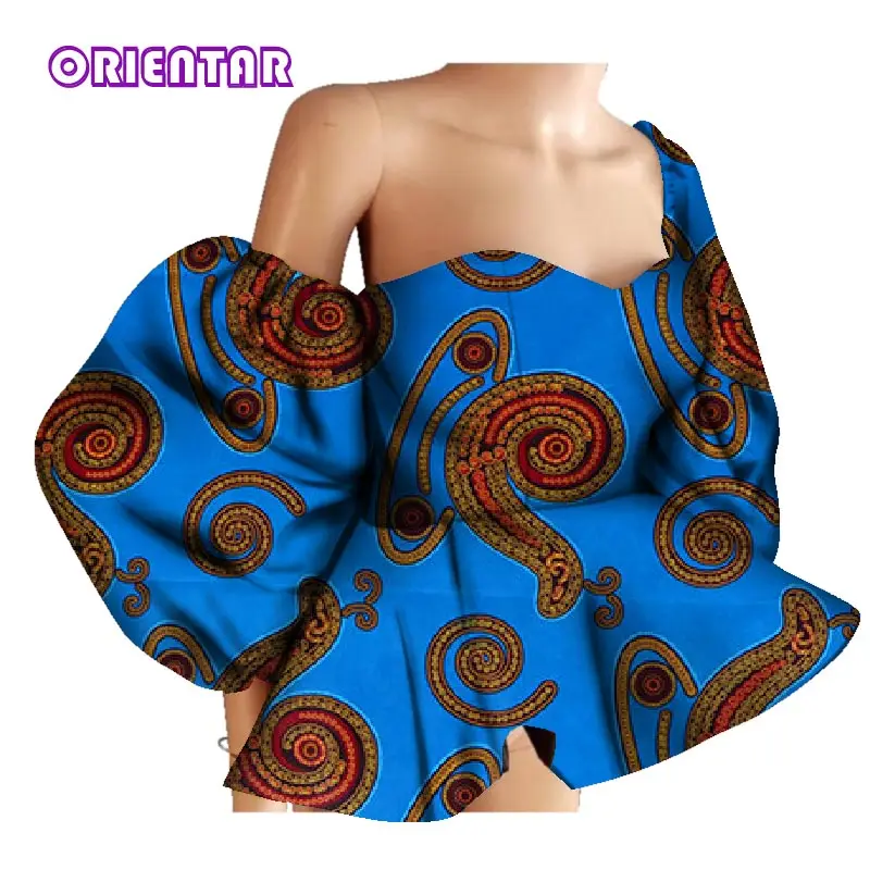 New Cotton Women Shirts African Wax Draped Print Shirts for Women Bazin Riche Patchwork African Style Clothing WY3397