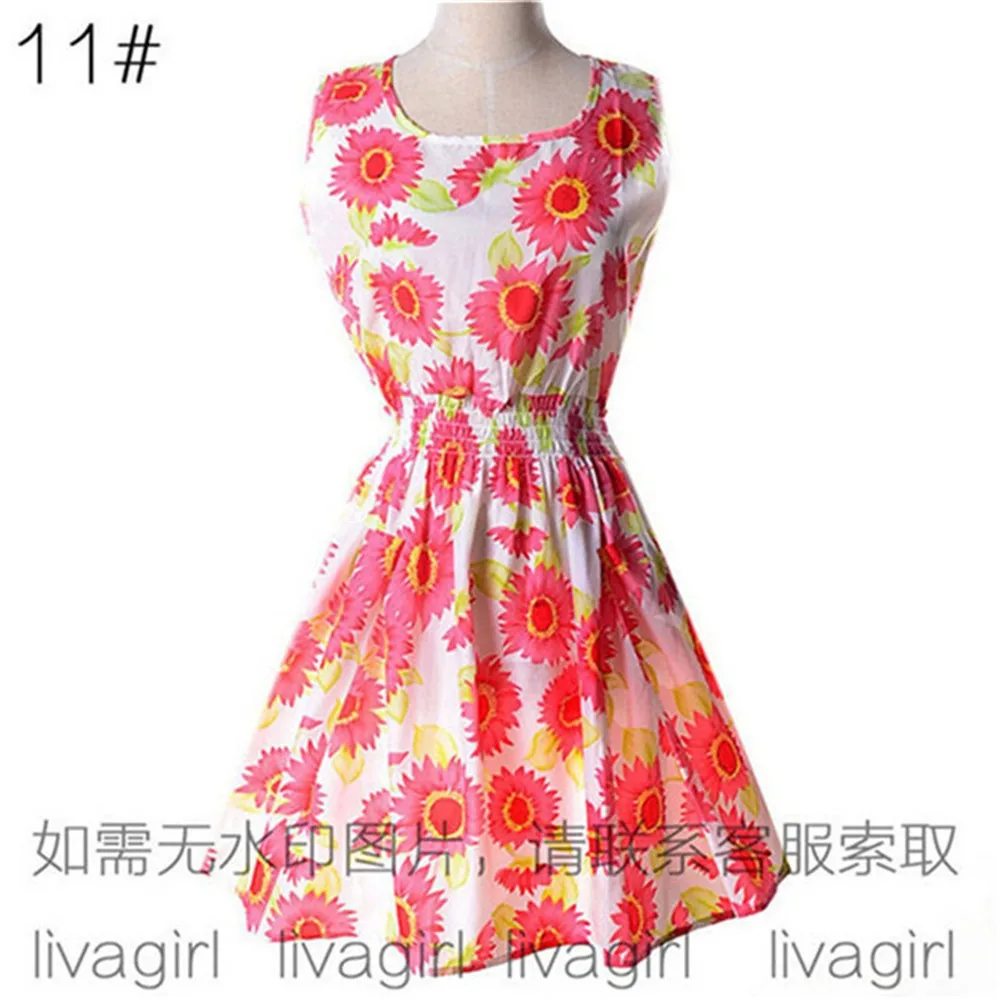 Summer Style Women Dress 2016 Thin Mini O-Neck Sleeveless Short  A Line WOMEN DRESS Plus Size XXL Printed Party Evening Dresses (21)