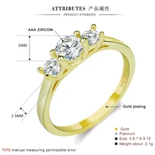 Новая мода гальваническим подлинное Золото Геометрические кольцо с цирконом кольцо для женщин