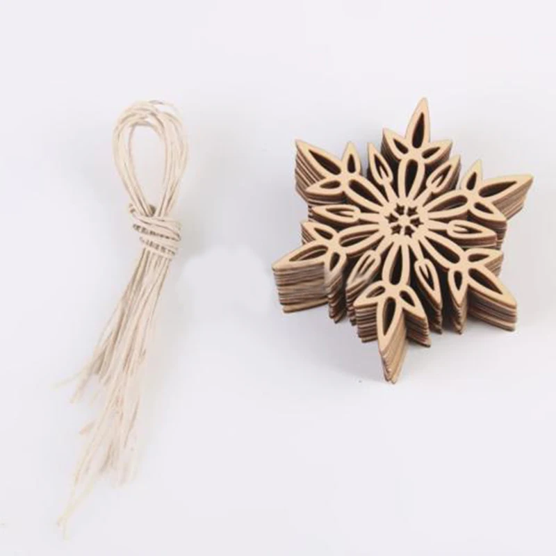 10pcs x Wooden Snowflake Ornaments Christmas Xmas Tree Party Home Hanging Decors