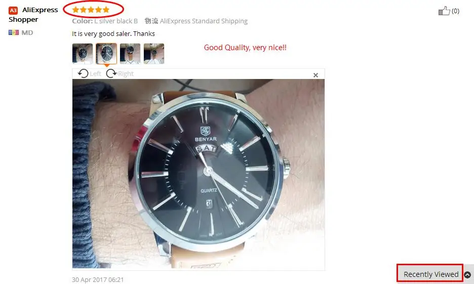 Fashion Benyar Men Watch Leather Strap