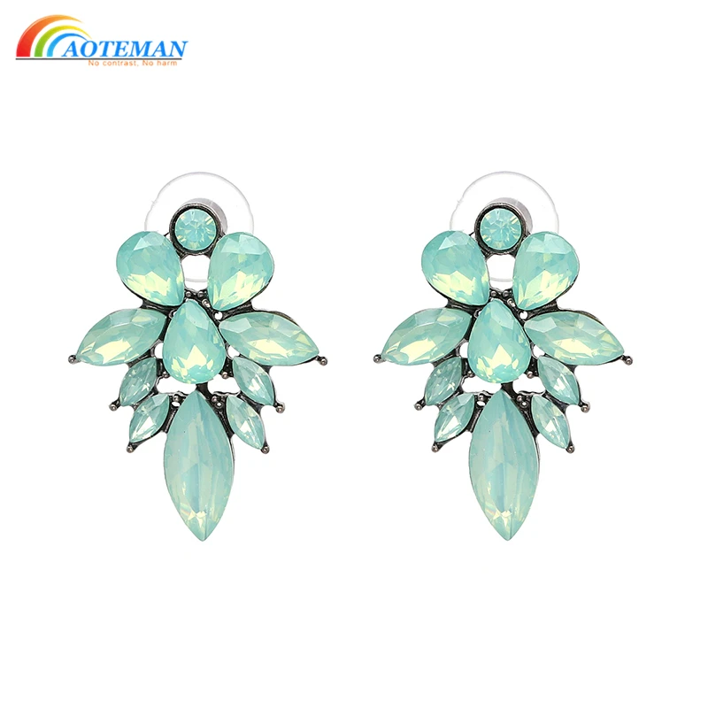 

AOTEMAN 6 Colors Crystal Earrings Women Fashion Statement Stud Earrings Good Quality Jewelry Factory Wholesale