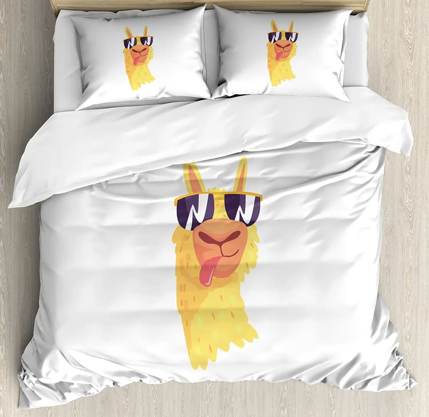 ラマ布団カバーセット面白いサングラスを身に着けファーム動物漫画キャラクター南アメリカマスコットデザイン4ピース寝具セット Aliexpress