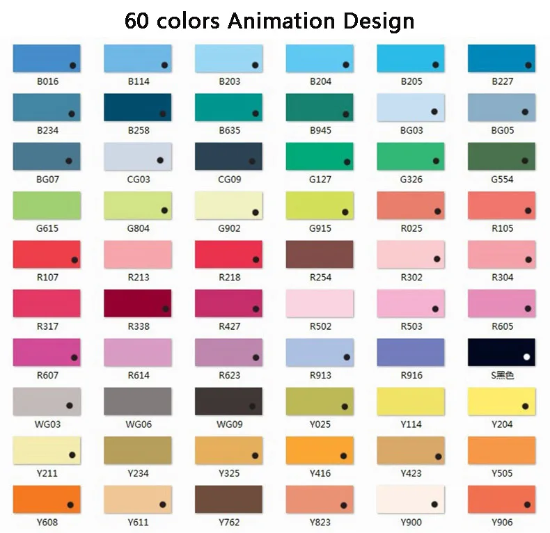 STA 6801 спиртовые маркеры набор 60 цветов широкий тонкий наконечник, для аниме модный дизайн живопись подсветка подкладочная окраска для взрослых - Цвет: 60 animation colors