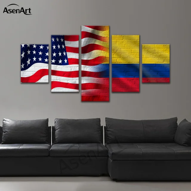 5 Piece Canvas Prints United States Of America Flags Combined Israel 5 Piece Canvas Prints United States Of America Flags Combined Israel Brazil China Wall Art Picture