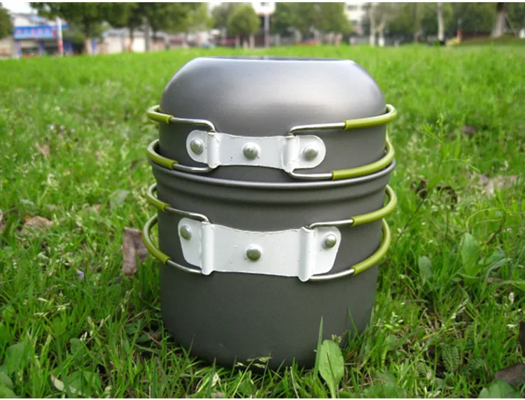 4pcs Outdoor camping portable pot picnic multifunctional mini aluminum oxide cookware cooking set canteen cauldron kitchen