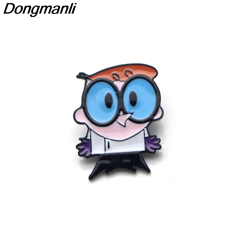 P3284 Dongmanli Dexter's Lab эмалированная булавка броши мультфильм креативная металлическая брошь булавки Джинсовая Шляпа значок воротник ювелирные изделия 1 шт - Окраска металла: 2