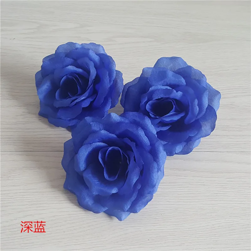 

10CM Blue Flower Head Artificial Silk Roses Flower for Wedding Birthday Party Decoration DIY Corsage Flower Ball Garland