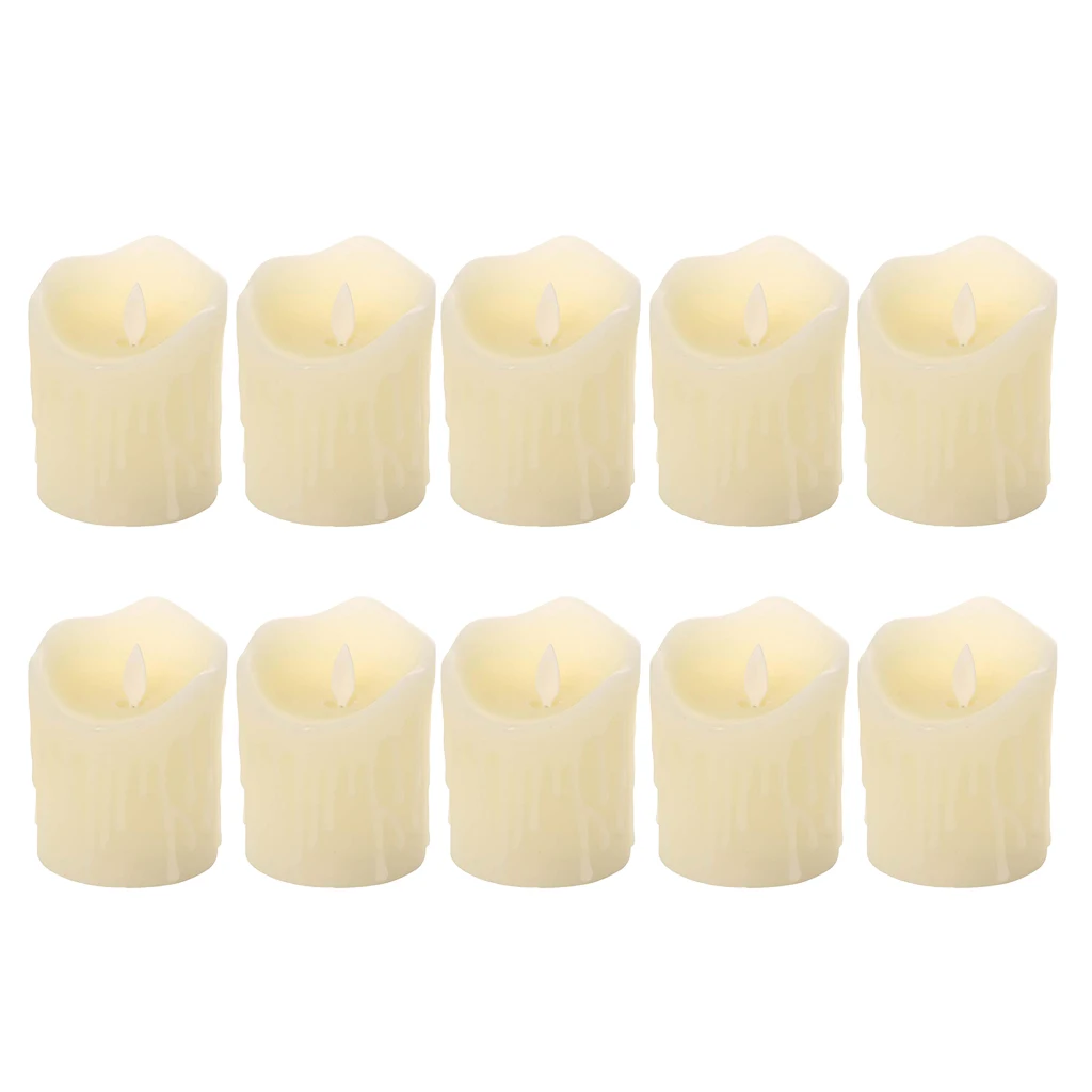 10pcs Flickering Flames Candles Realistic LED Candle Dancing Flame Light Indoor and Outdoor Battery Operated Wedding Party Decor