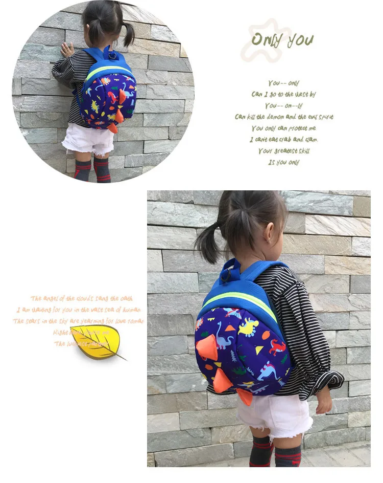 2019 New children's backpack cute cartoon little dinosaur anti-lost children school bags for boys girls toddler kids backpack